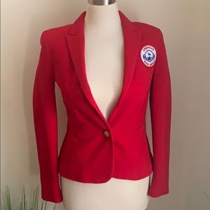 Zara Basic Red Preppy School Boy Blazer